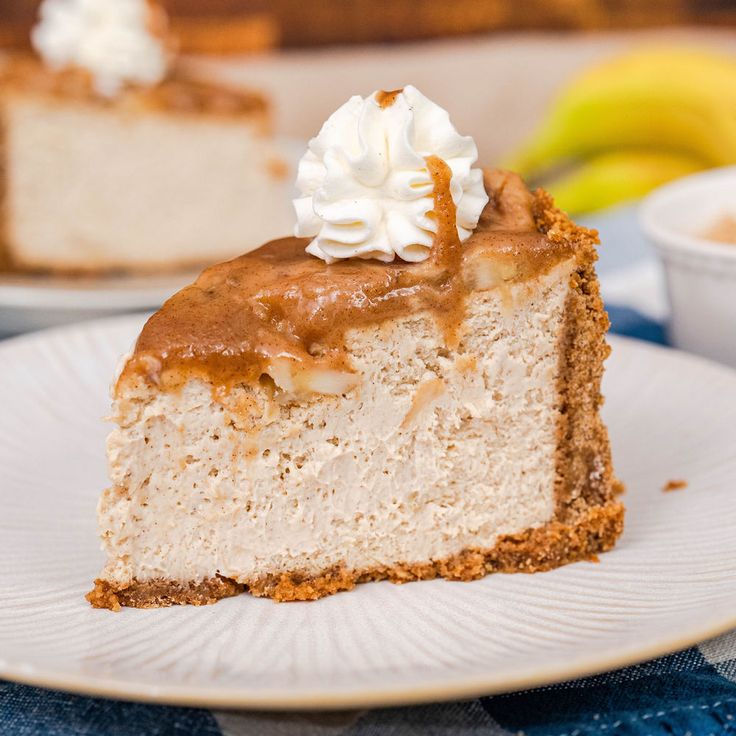 a piece of cheesecake on a white plate