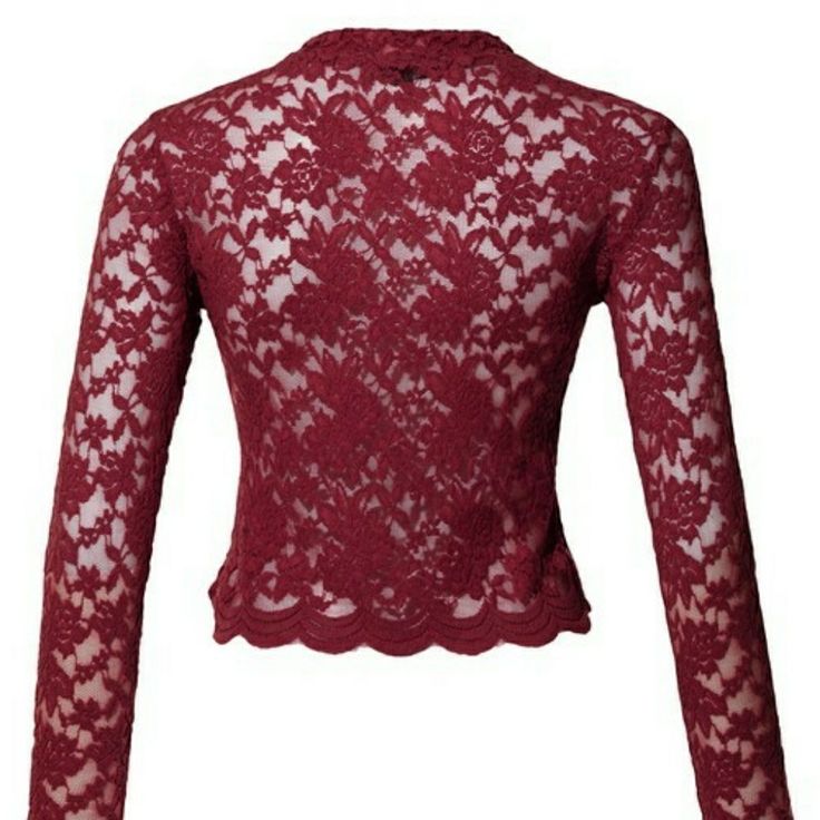 Lace Crop Top. Unlined. Pullover Style. Elegant Stretch Burgundy Tops, Lace Tops For Women, Mock Neck Crop Top, Mock Neck Blouse, Mesh Long Sleeve, Lace Crop Tops, Neck Crop Top, Crop Blouse, Lace Tops