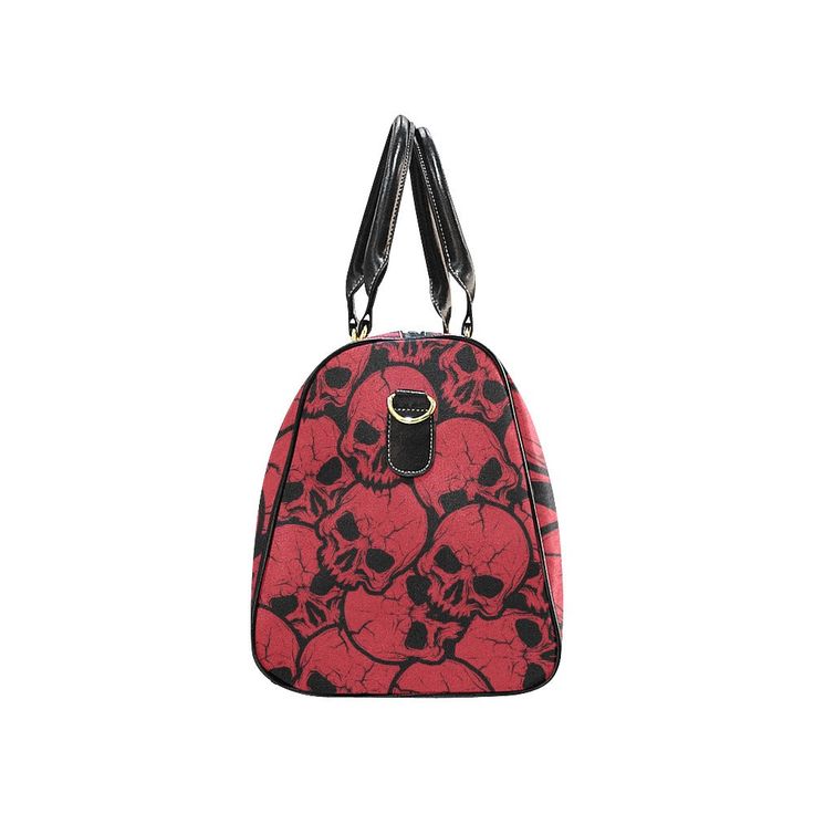 Red And Black Skull Large Travel Bag This travel bag features a red and black skull design Details: High-grade water resistant fabric 36.47 Oz One main compartment and one inner zipper pocket on the back wall Dimensions: 20.87"(L) x 12.01"(W) x 9.84"(H) x 7.28 Check Out More bags HERE *This product is custom made on demand. Please note that due to being a more intrinsic item this product will require extra time 1639 Red Travel Bag With Adjustable Strap, Red Duffle Bag With Zipper For Everyday Use, Red Duffle Bag With Zipper Closure For Everyday Use, Red Duffle Bag For Travel With Zipper Closure, Red Functional Bag With Luggage Sleeve, Red Duffle Bag With Luggage Sleeve For Overnight Trips, Red Travel Bag With Zipper For Daily Use, Red Travel Bag With Zipper Closure For Daily Use, Casual Red Bags For Trips