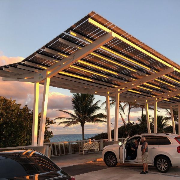 SolarScapes are modular, pre-engineered, prefabricated solar structures built with our award-winning Frameless LSX or Bifacial GSX Module Systems Solar Panel Canopy, Solar Panels Architecture, Solar Canopy, Solar Panel Roof, Solar Pergola, Solar Architecture, Solar Carport, Parking Structure, Canopy Architecture