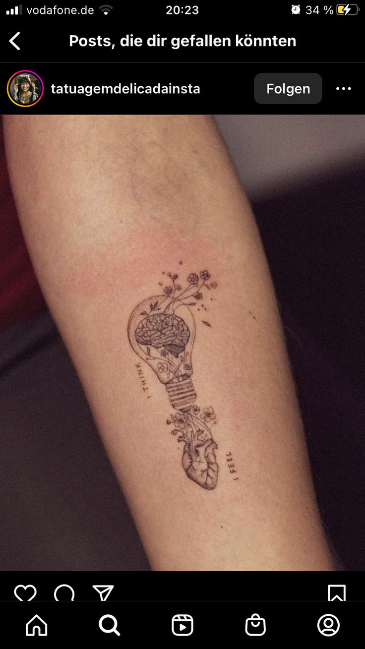 a person with a tattoo on their arm that has an image of a skeleton in it