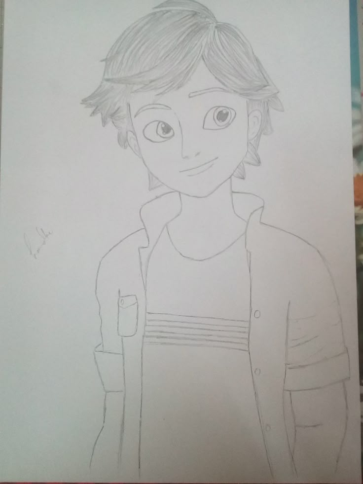 a drawing of a boy with short hair