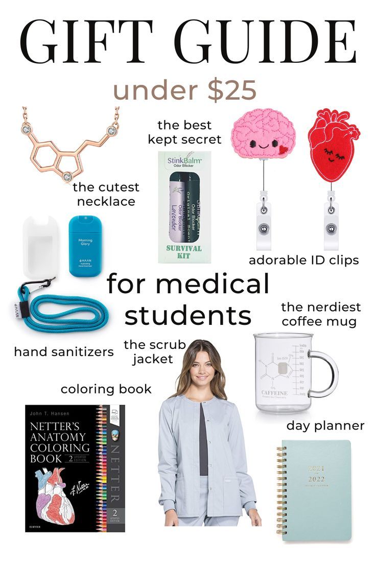 the gift guide for medical students includes books, notebooks, and other personal items