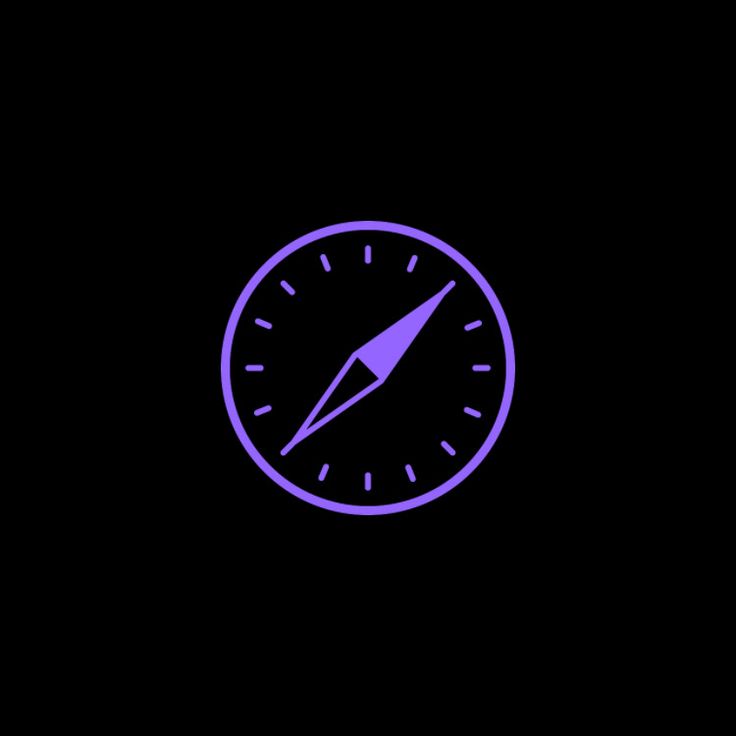 a purple compass icon on a black background