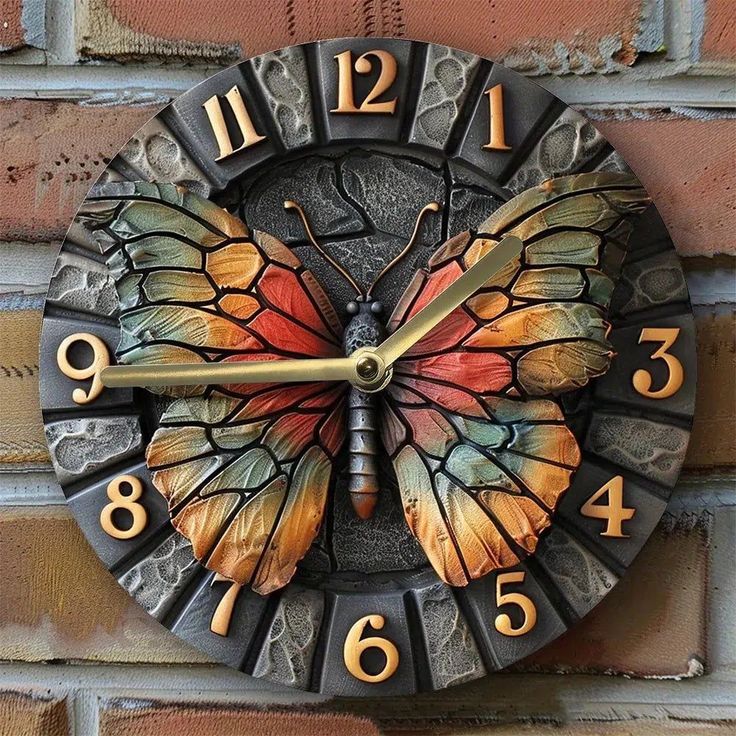 Wall Clock With Butterfly Wings-MoonChildWorld Autumn Living Room Decor, Butterfly Clock, Butterfly Home Decor, Autumn Living Room, Art Papillon, Shoe Wall, Decor Butterfly, Butterfly Decor, Butterfly Decorations