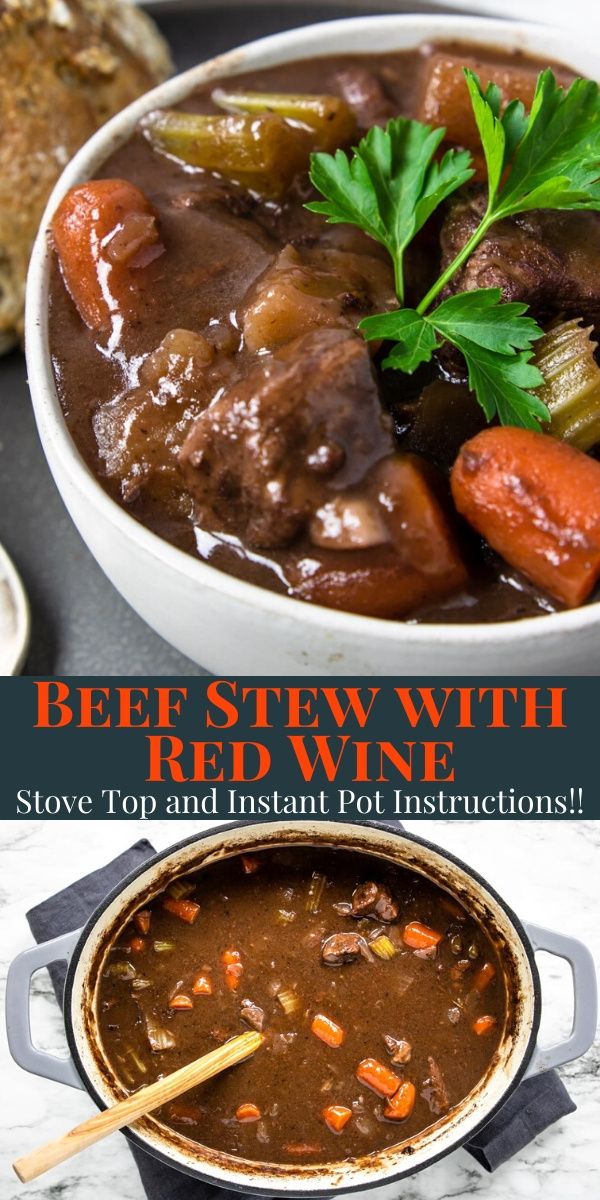 beef stew with red wine, stove top and instant pot instructions by chef steve smith