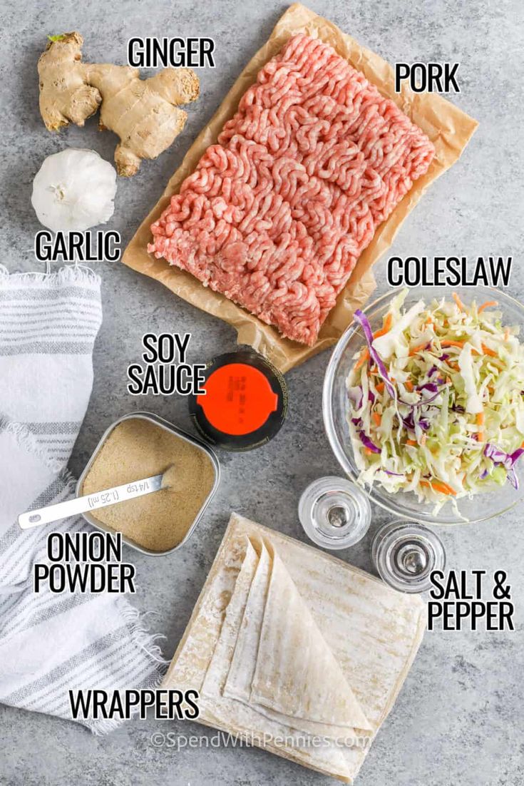 the ingredients needed to make this recipe include ground beef, cabbage, coleslaw, and garlic