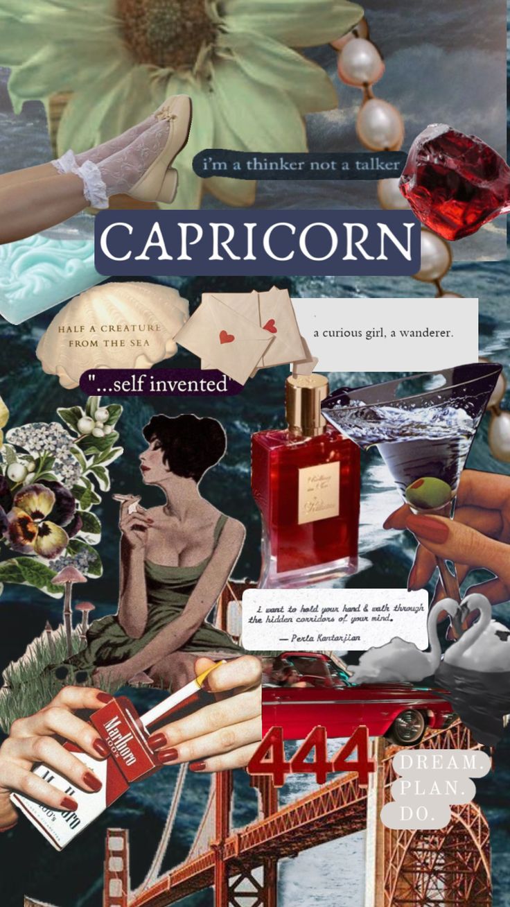 an advertisement for capricorn perfume, with images of women and flowers