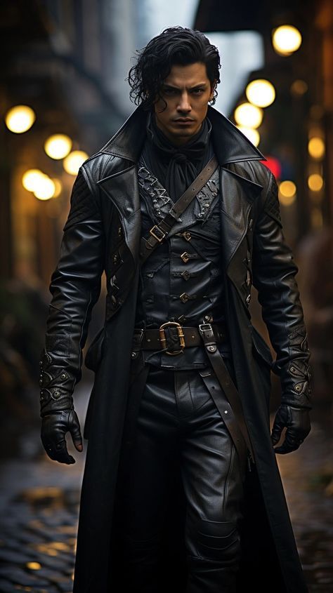 Fantasy Steampunk Outfit Male, Male Wizard Outfit, Male Rogue Outfit, Villian Outfit Male, Metalcore Fashion, Steampunk Outfits Male, Vampire Hunter Aesthetic, Gothic Outfits Men, Fantasy Fashion Male