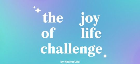 the joy of life challenge logo with white lettering on a blue and green blurred background