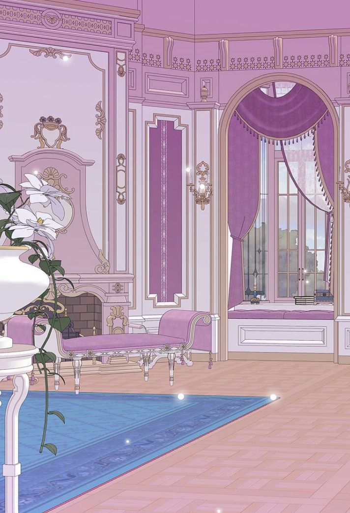 the room is decorated in pink and white