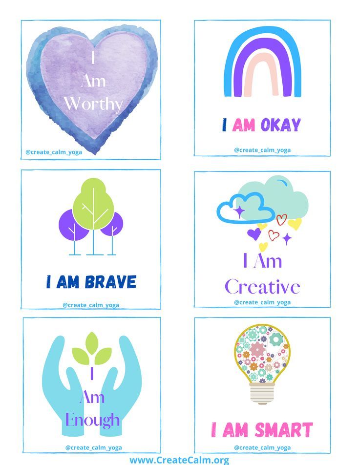 four cards with different words on them and the words i am okay, i am brave, i am smart