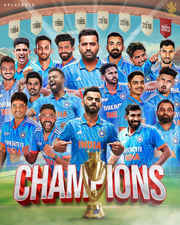 Asia Cup 2023 team India 8th time Champions Cricket Time, Indian Cricket Team, 2024 Quotes, Cricket Poster, World Cup Teams, Red Background Images, India Cricket Team, World Cup Champions, India Win