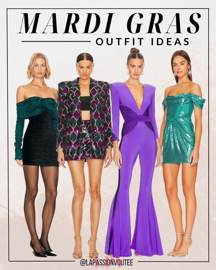 Unleash vibrant hues and eclectic accessories with our Mardi Gras outfit ideas, ensuring you stand out in the carnival crowd. Embrace the spirit of celebration with bold patterns, shimmering fabrics, and playful embellishments. Let your style shine as you revel in the festive magic of Mardi Gras! women outfits | parade outfit | nails | party cute mardi gras outfits | cold weather Mardi Gras Outfits For Women, Outfit Ideas For Black Women, Mardi Gras Outfits, Korean Casual Outfits, Cold Weather Outfits, Mardi Gras, Party Outfit, Classy Outfits, Everyday Outfits