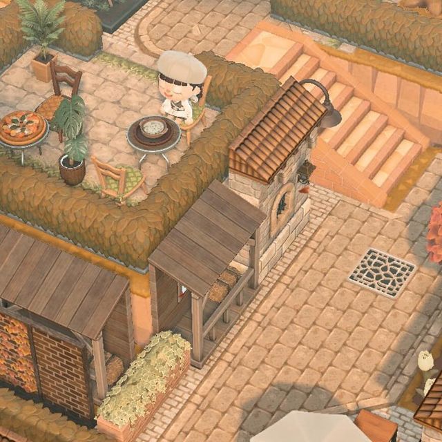 an aerial view of a small house in the game animal crossing