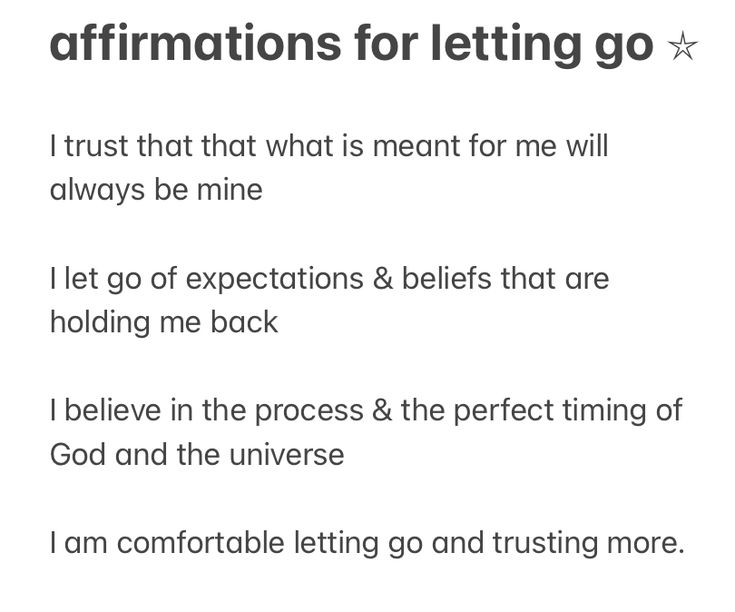 an affirmation for letting go