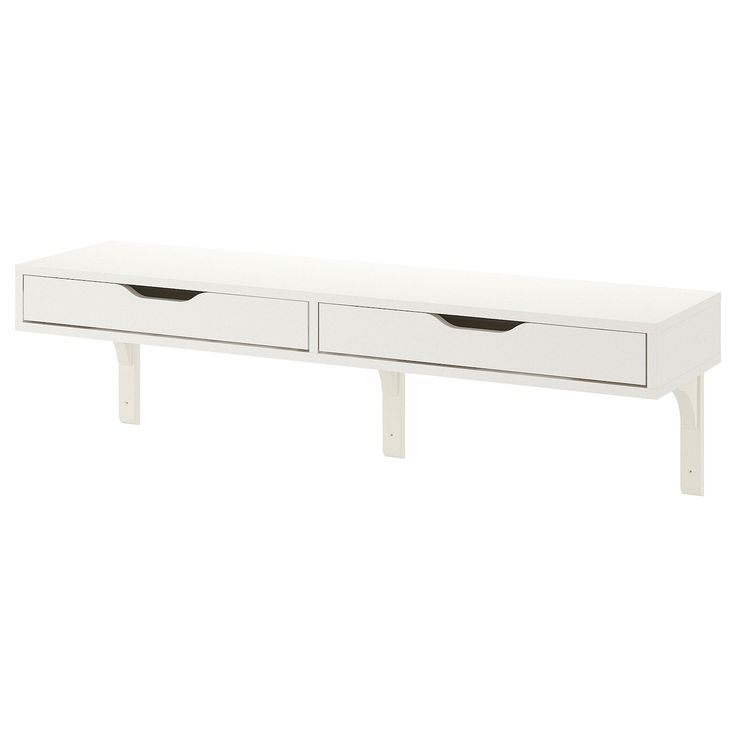 a white table with two drawers on it