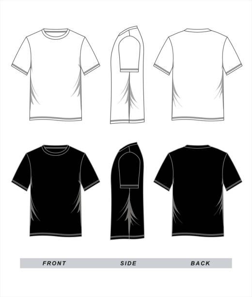 preto do modelo t-shirt branco - ilustração de arte em vetor Black Hoodie Template, Hoodie Outline, Hoodie Vector, Tshirt Vector, T Shirt Drawing, Hoodie Template, T Shirt Sketch, T Shirt Front And Back, Clothing Templates