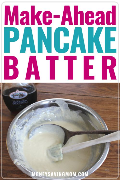 make - ahead pancake batter in a bowl with a spoon