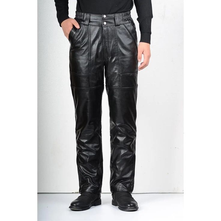 Wiaofellas New Brand Autumn Men Leather Pants Skinny Fit Elastic Style Fashion PU Leather Trousers Motorcycle Pants Streetwear T8 Size Information (cm) 30: Length 102cm, Waist 75cm, Hip 96cm, 31:Length 102cm, Waist 78cm, Hip 98cm,32:Length 102cm, Waist 81cm, Hip 100cm, 33: Length 102cm, Waist 84cm, Hip 102cm, 34:Length 102cm, Waist 88cm, Hip 108cm,35:Length 102cm, Waist 91cm, Hip 110cm, 36: Length 105cm, Waist 94cm, Hip 112cm,37:Length 105cm, Waist 98cm, Hip 114cm,38:Length 105cm, Waist 101cm, H Faux Leather Fitted Bottoms With Pockets, Fitted Faux Leather Bottoms With Pockets, Casual Black Faux Leather Cargo Pants, Fitted Black Leather Pants With Pockets, Black Faux Leather Pants With Pockets, Fitted Faux Leather Pants With Pockets, Slim Fit Straight Leg Bottoms, Faux Leather Bottoms With Pockets For Winter, Winter Faux Leather Bottoms With Pockets