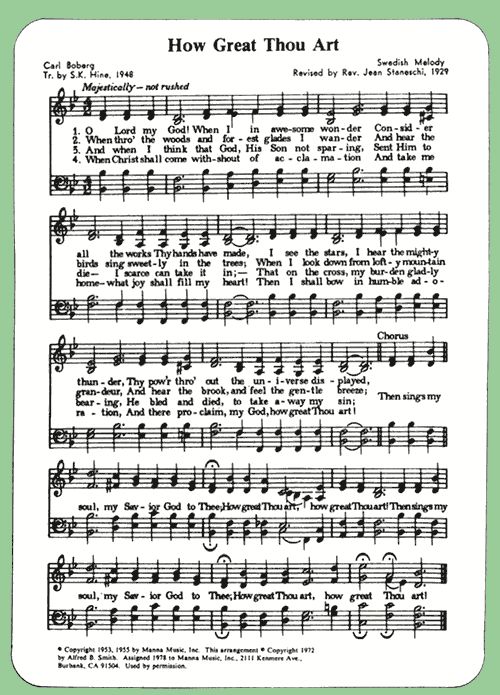 an old sheet music with the words how great thou art