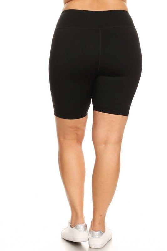 Designed for studio workouts and Sunday brunch, these high rise active shorts are going to be your favorite piece to style with! Elasticized high rise waistband - Soft and stretchy - Matte-Moisture wicking fabric - Fits like a glove - 4-way-stretch fabric for a move-with-you feel - Tummy-flattening waistband with interior hidden pocket - Flat-locked seaming for extra comfort Fabric 75% Nylon, 25% Spandex High-waist High-stretch Biker Shorts, High-waist High-stretch Biker Shorts For Athleisure, High Waist High Stretch Biker Shorts For Athleisure, Black Knee-length Yoga Activewear Shorts, Black Knee-length Shorts For Yoga, High-waisted High Stretch Biker Shorts For Athleisure, Black Stretch Knee-length Activewear Shorts, Stretch Black Knee-length Activewear Shorts, High Waist Biker Shorts For Yoga