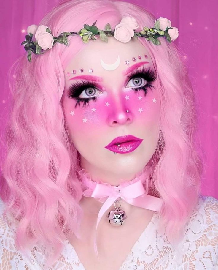 Doll Makeup Halloween, Cosmetic Inspiration, Pig Costumes, Pink Goth, Sugarpill Cosmetics, Witch Makeup, Fairy Makeup, Doll Makeup, 31 Days Of Halloween