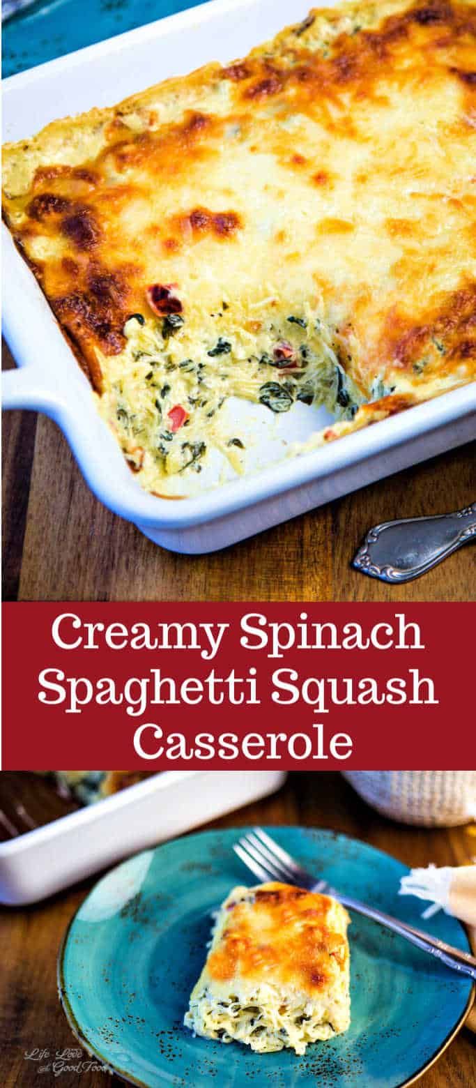 this creamy spinach spaghetti squash casserole is the perfect side dish for any meal