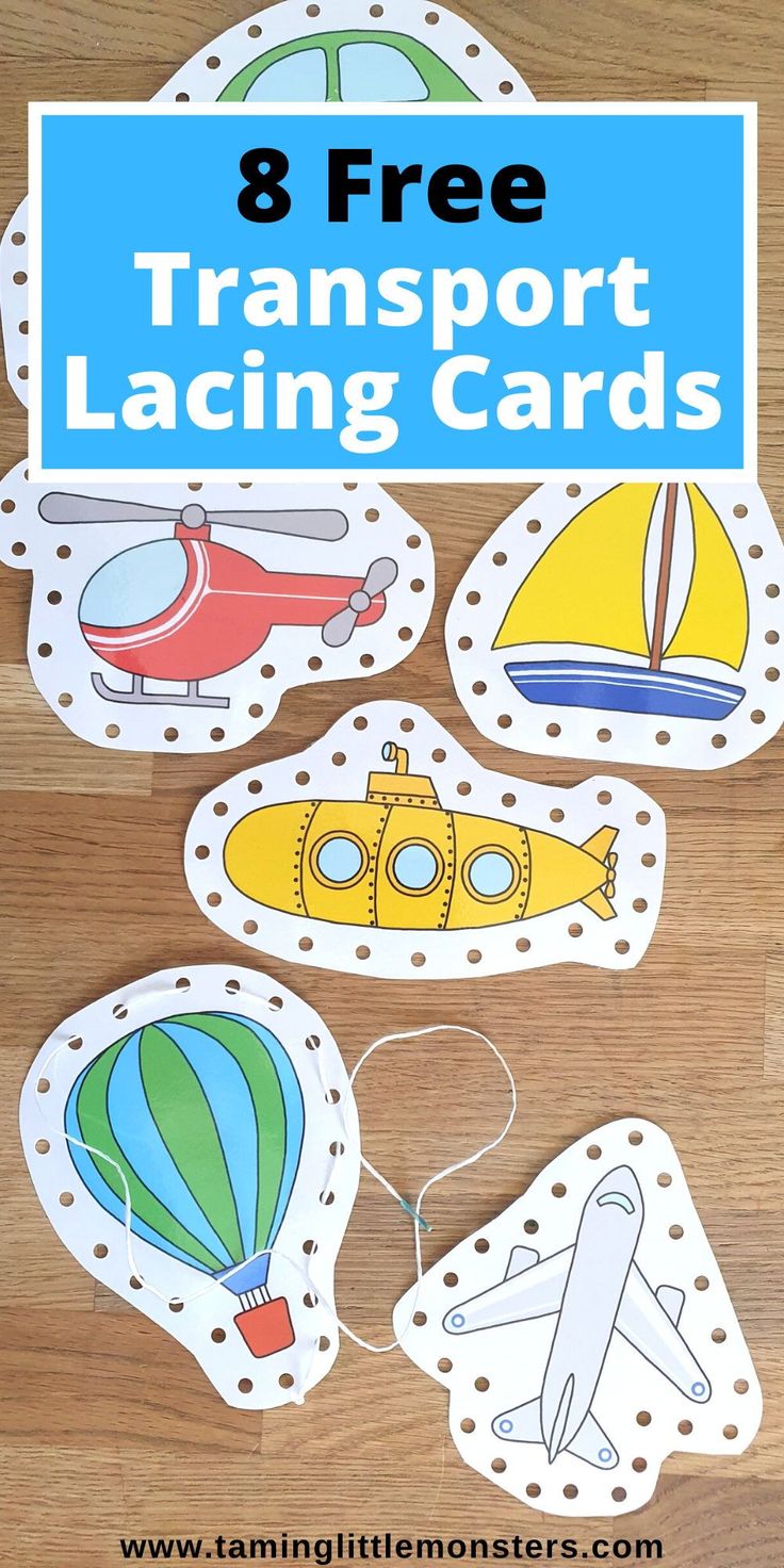 the 8 free transport lacing cards for kids