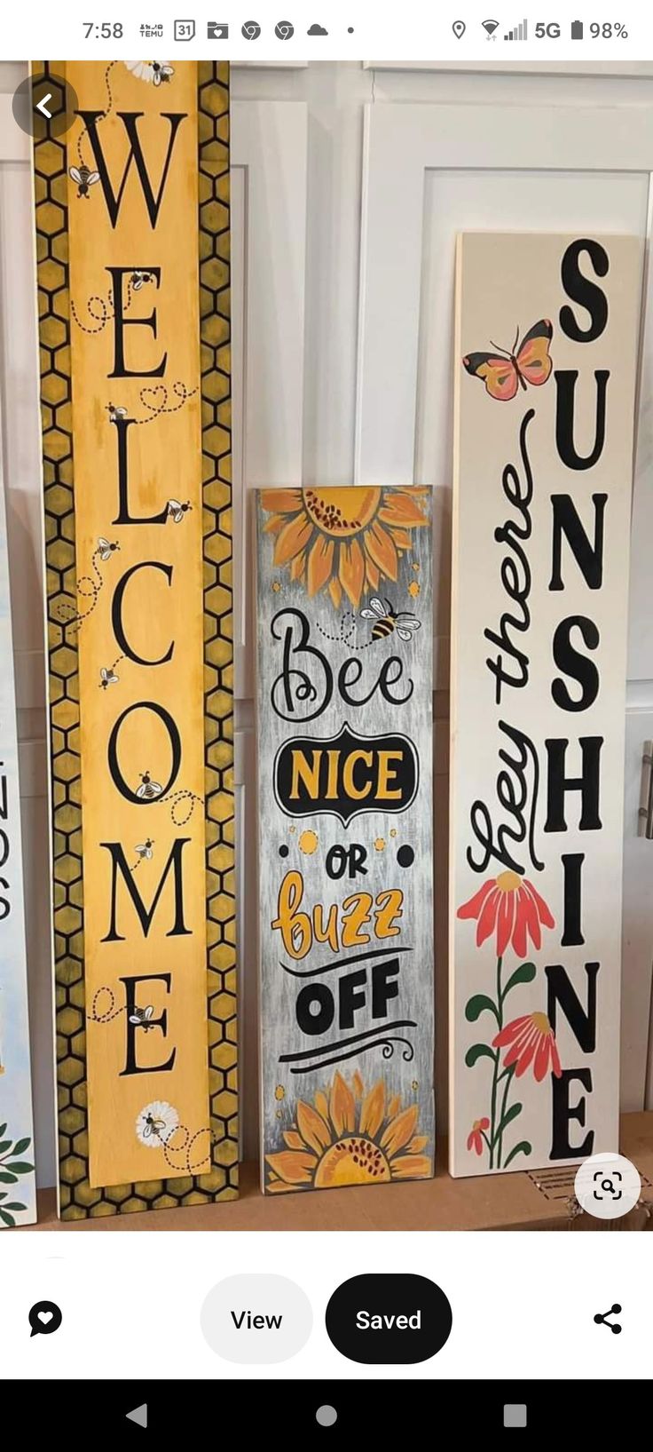 three wooden signs that say welcome and be nice to the sunflowers on them