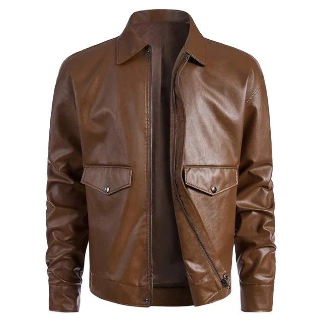 Made of Real Leather Excellent Stitching Through out with him Maximum Durability. Top Quality Workmanship. Excellent leather and lining quality  2 outside pockets .2 front pockets Inside Lining Material :- sattan Regular sizes from S - 6XL (see chart size) SIZE OR MEASUREMENTS Please check our size chart carefully for your jacket measurements. The size chart of vest/Jacket is prepared as per standard measurements. Custom and Standard orders: Customized orders and wholesale orders are welcome. If Business Fall Biker Jacket With Pockets, Classic Leather Jacket With Faux Front Pockets, Fall Biker Jacket With Lapel Collar And Pockets, Fall Leather Jacket With Multiple Pockets, Business Leather Jacket With Pockets For Fall, Leather Jacket With Pockets For Business In Fall, Leather Biker Jacket With Multiple Pockets For Fall, Business Leather Jacket With Lapel Collar And Pockets, Fall Leather Biker Jacket With Multiple Pockets