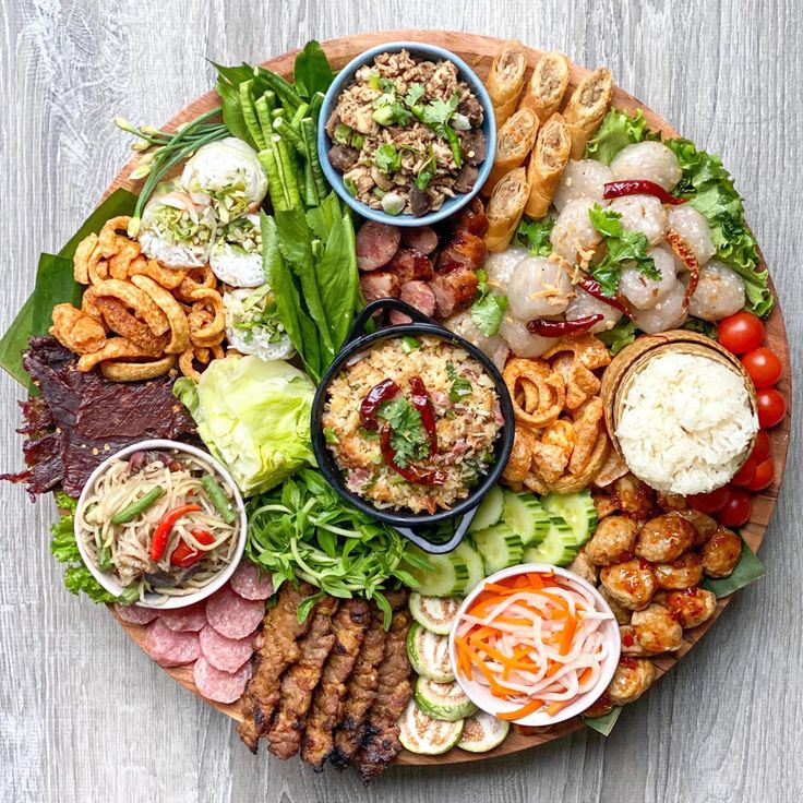 a platter filled with different types of food