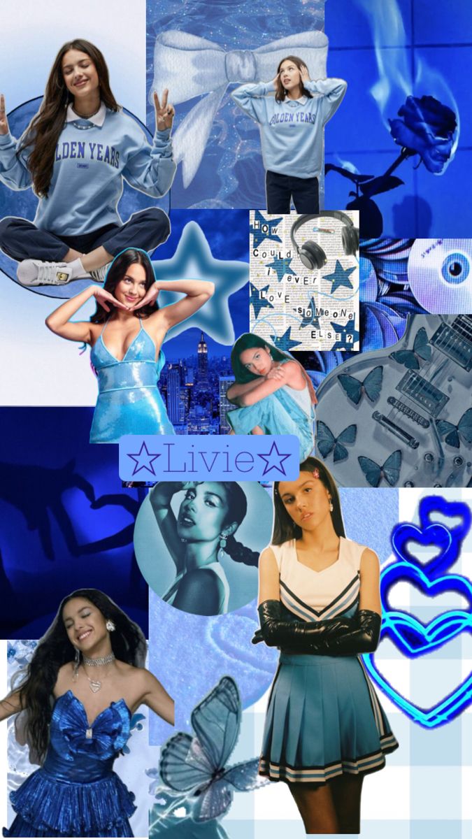 a collage of photos with blue and white colors, including the words believe on it