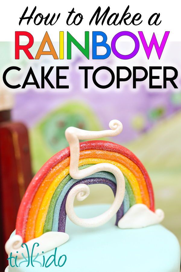 how to make a rainbow cake topper with fondant and icing on it