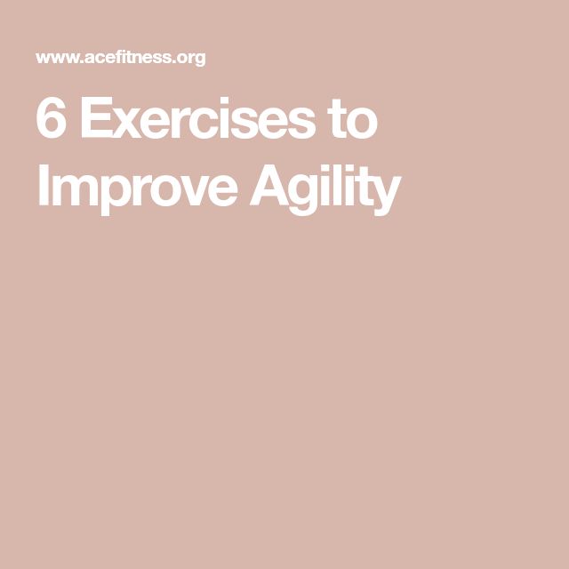 the words 6 exercises to improve agility are shown in white on a pink background