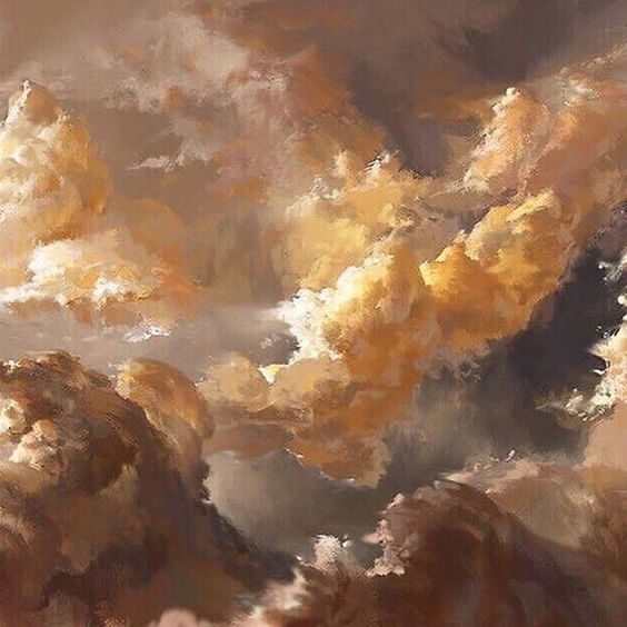 an oil painting of clouds in the sky