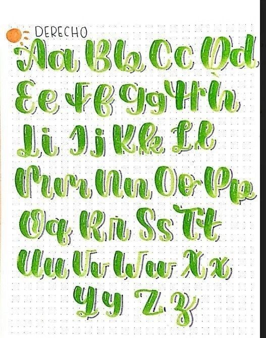 the letters and numbers are drawn in green ink