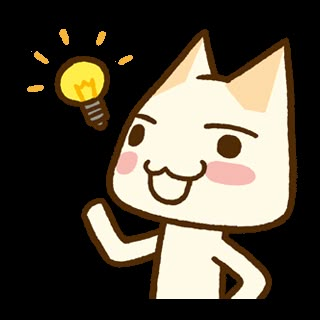 a cartoon cat has an idea lightbulb in its hand and is smiling at the viewer