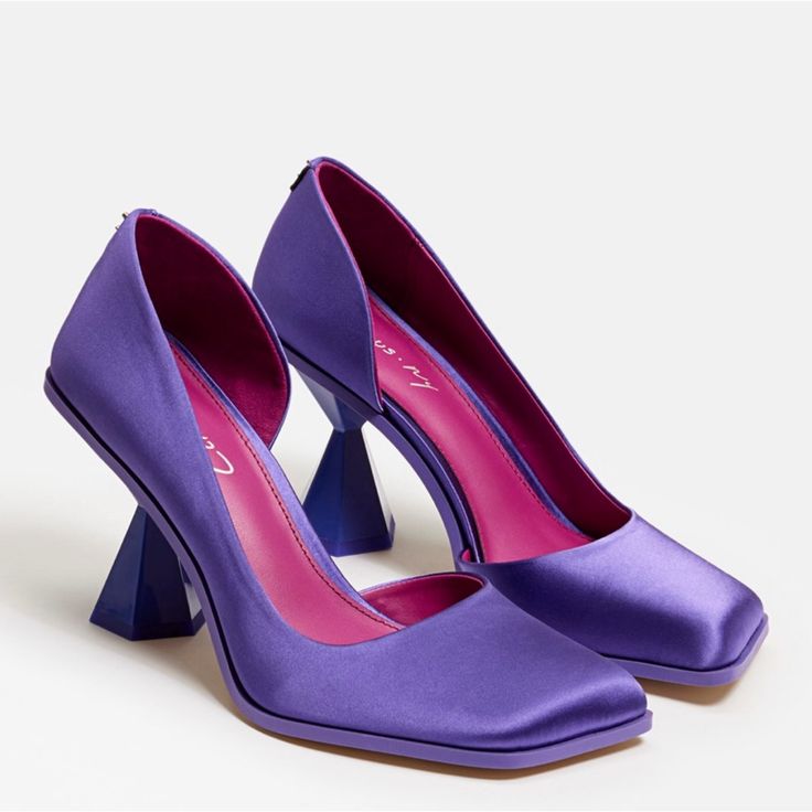 Rosemary Geometric Stiletto The Rosemary Heels Are An Architectural And Show-Stopping Moment For Anyone Who Needs To Add Some Punch To Their Shoe Wardrobe. Rosemary Geometric Stiletto Closure: Slip On Toe: Square Heel Height: 3.7 Inches Material: Fabric Insole: Synthetic Spring Party Court Shoes With Stacked Heel, Purple Square Toe Heels For Formal Occasions, Purple Sculpted Heel Spring Heels, Purple Sculpted Heel For Spring, Elegant Purple Square Toe Heels, Purple Pointed Toe Heels With Reinforced Heel, Purple Heels With Reinforced Heel And Pointed Toe, Chic Purple Square Toe Heels, Purple Square Toe Heels For Party