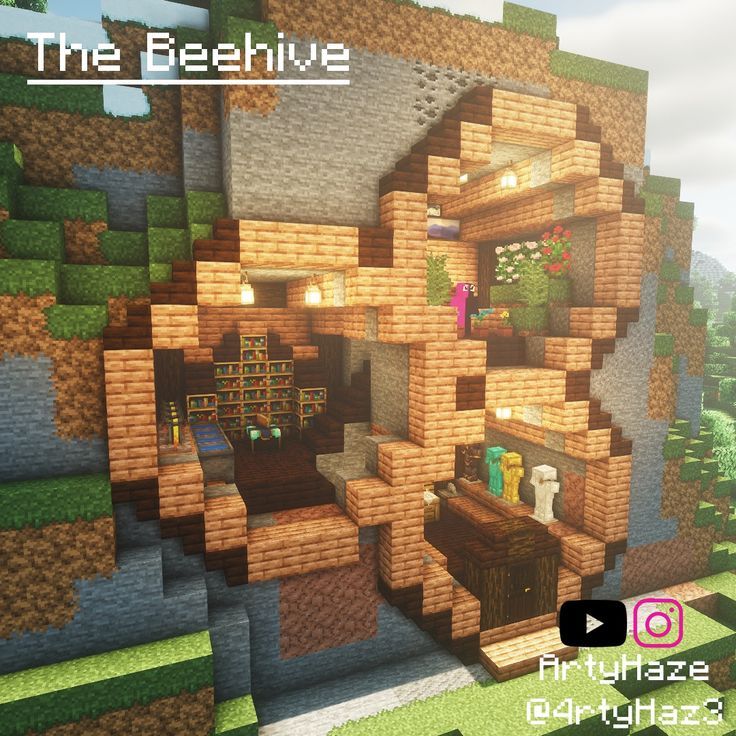 an image of a minecraft house in the middle of some trees and bushes with text overlay that reads, the beakie