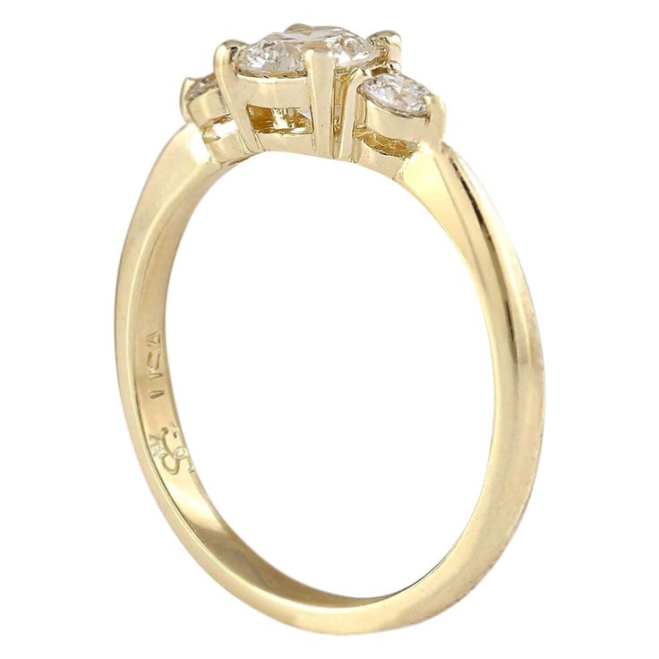 Stamped: 14K Yellow Gold Total Ring Weight: 2.2 Grams Ring Length: N/ARing Width: N/A Diamond Weight: Total Natural Center Diamond Weight is 0.43 Carat (Measures: 5.07x5.07 mm) Color: F-G, Clarity: VS2-SI1 Diamond Weight: Total Natural Side Diamond Weight is 0.20 Carat Color: F-G, Clarity: VS2-SI1 Face Measures: 5.07x11.82 mm Sku: [704275W] Yellow Gold Three Stone Cluster Ring, Yellow Gold Cluster Ring With Three Stones, Yellow Gold Three Stone Diamond Ring For Promise, Gold Cluster Ring With Three Stones, Classic Gold Three-stone Rings, Timeless Gold Three Stone Ring, Gia Certified Yellow Gold Marquise Diamond Ring, Classic 14k Gold Three Stone Rings, Classic Three Stone 14k Gold Rings