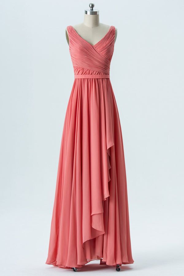 a pink bridesmaid dress on a mannequin