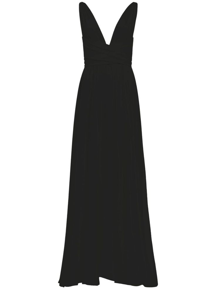 black silk V-neck V-back sleeveless long length Gown Black, Sleeveless Gown, Silk Gown, Black Silk, Long Length, Silk Dress, Evening Dresses, Top Brands, Dress Outfits