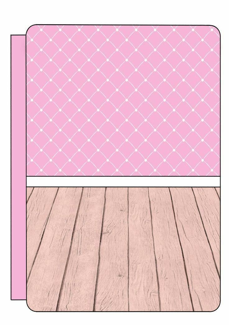 a wooden floor with pink wallpaper and white lines on the bottom half of it