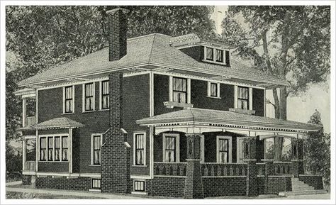 an old drawing of a house with two stories on the first floor and second story