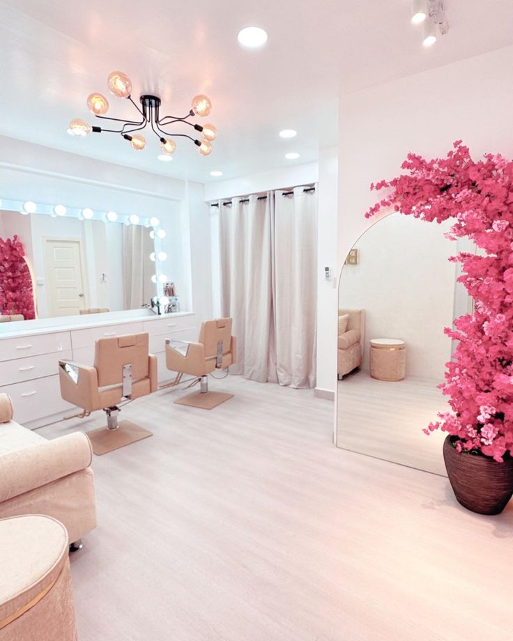 Makeup  studio Simple Makeup Studio Design, Aesthetic Makeup Studio Interior, Makeup Artist Studio Design, Makeup Studio Inspiration, Small Makeup Studio Interior Design, Home Based Makeup Studio, Makeup Glam Room Ideas, Makeup Artist Salon Decor, Studio Makeup Ideas