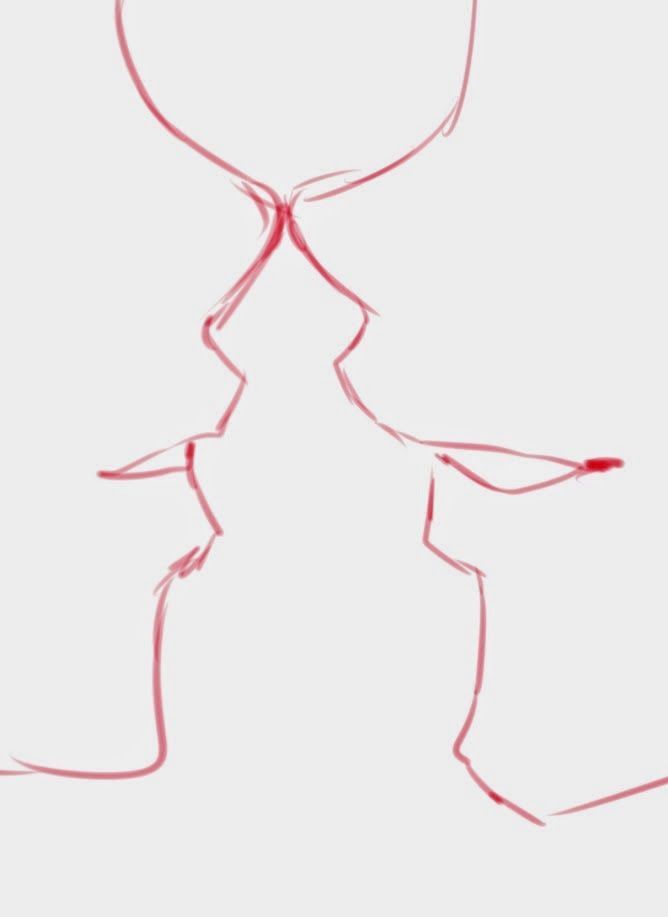 a drawing of a woman's face with red lines on her body and neck