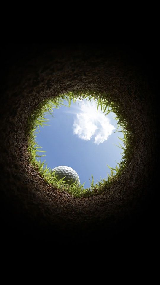 looking up at the sky through a hole in grass