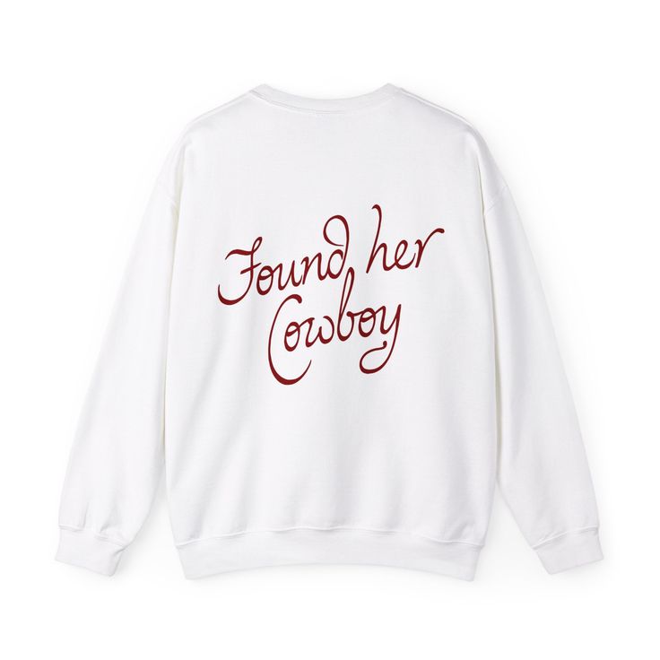 Found Her Cowboy Sweatshirt is a cozy, oversized pullover perfect for chilly days. Featuring a classic western-inspired design, this soft sweatshirt boasts embroidered details that add a touch of rustic charm. Whether you're hitting the town or relaxing at home, this versatile piece is a must-have for any fashion-forward cowgirl. Trendy Winter Sweater With Embroidered Text, Trendy Embroidered Sweater For Winter, Oversized Fall Sweatshirt With Embroidered Graphics, Oversized Sweatshirt With Embroidered Graphics For Fall, Oversized Embroidered Fall Sweatshirt, Oversized Lettering Sweatshirt For Fall, Oversized Fall Sweatshirt With Lettering, Trendy Oversized Sweatshirt With Embroidered Text, Oversized Winter Sweater With Embroidered Text