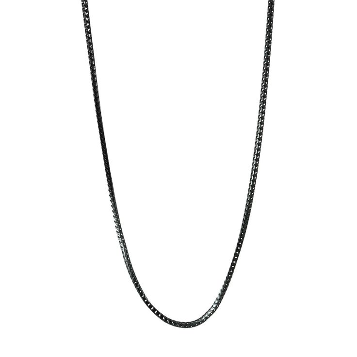 A sophisticated and rare franco link necklace with a rare design. Chain made of silver, plated in luxurious black rhodium. Franco links give this necklace a "tough" nature while it's intricate design soften up its appeal. A distinct black chain necklace that can be knotted for added style. Wear this black necklace with other shorter pendant necklace in gold for a nice contrast. Thin Style Black Franco Necklace Ideal For: Everyday Wear, Special Occasions, Cocktail Hour Measurements: 2-3mm; 36 inc Lisa Outfit, Black Chain Necklace, Short Pendant Necklace, Ring Guide, Concert Outfits, Bruno Mars, Black Chain, Black Necklace, Layering Necklace